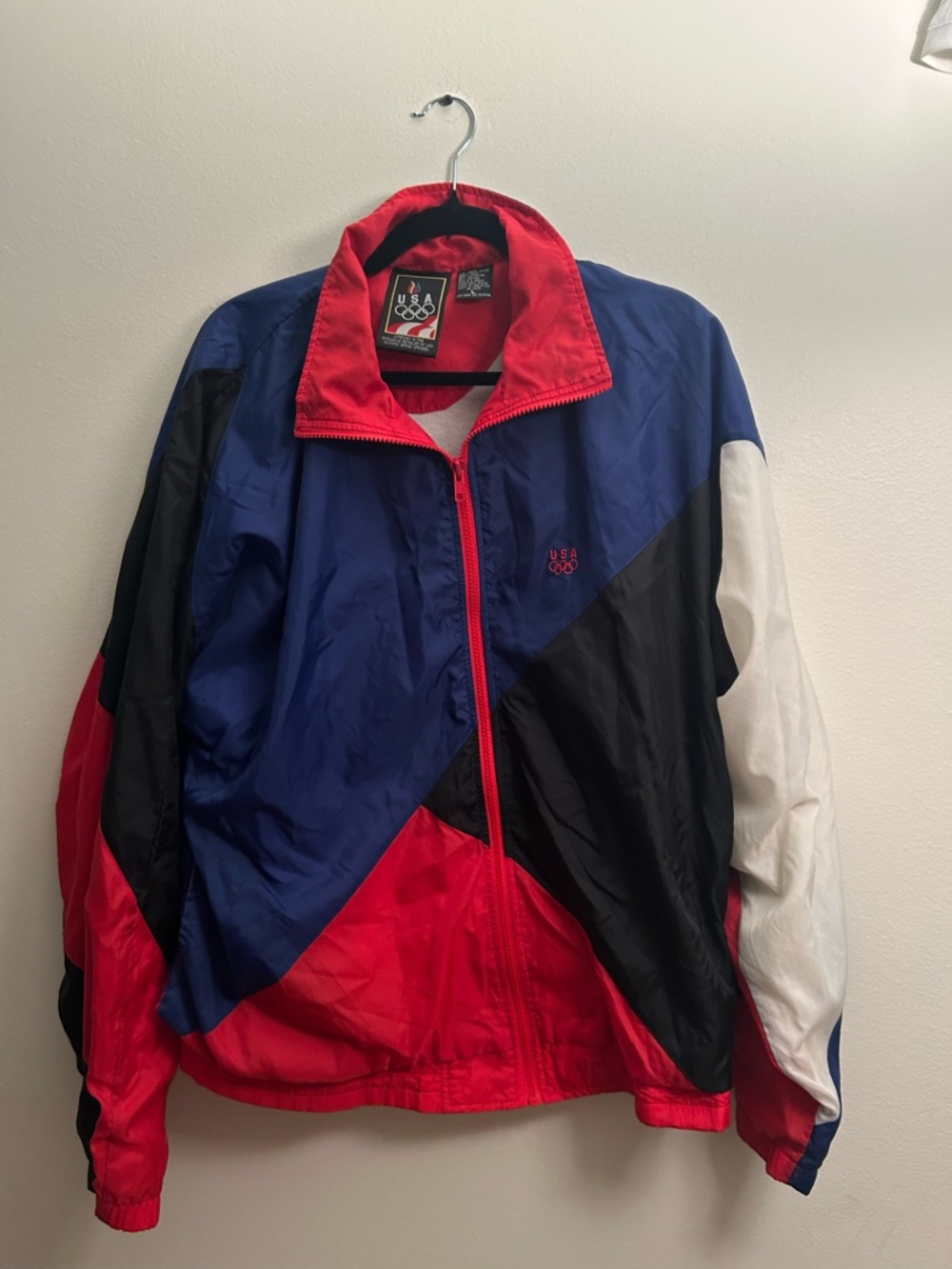 Vintage 1996 USA Olympic Colorblock Windbreaker - Red Blue Black White